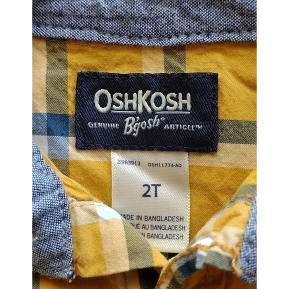 Oshkosh Top Boys 2T Plaid Button Up Long Sleeve Pocket Fall Harvest - Picture 6 of 13